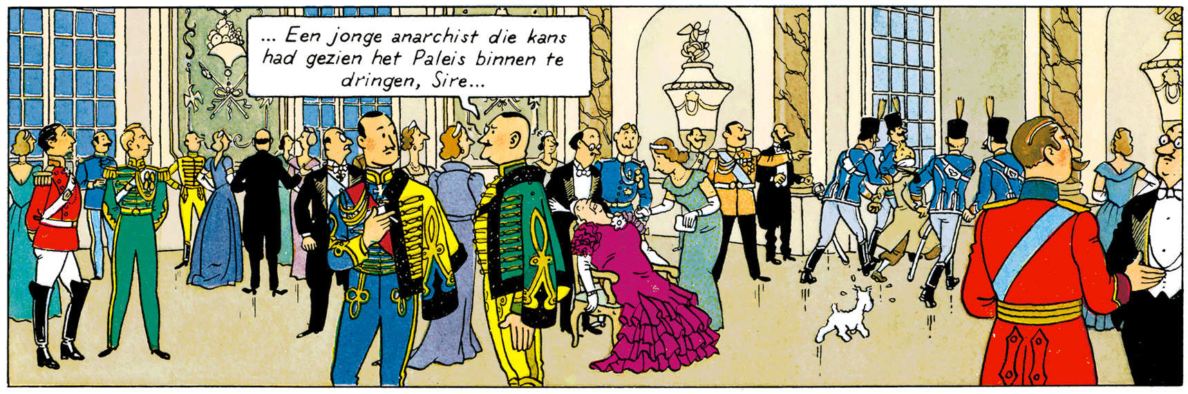 Hergé se dessine dans le Sceptre d'Ottokar - Tintn est mis dehors comme s'il était anarchiste